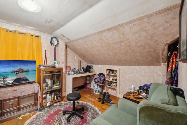 933 Cameron Ave, Pontiac, MI 48340 - office featuring vaulted ceiling, wood finished floors, and built in features
