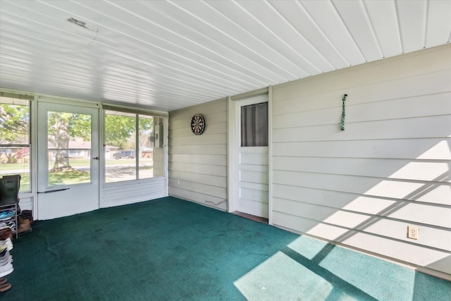 view of unfurnished sunroom