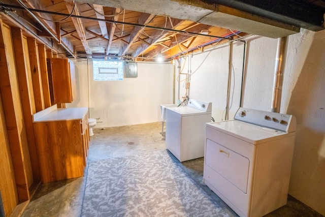 washroom featuring washer and dryer and electric panel