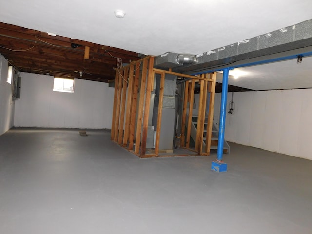 below grade area with electric panel