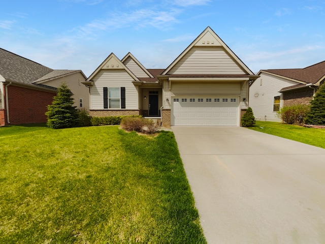 8351 Ardmoor Dr, Ypsilanti, MI 48198 - view of front of property featuring concrete driveway, a front lawn, brick siding, and a garage