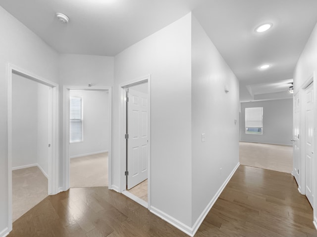 8351 Ardmoor Dr, Ypsilanti, MI 48198 - hall featuring recessed lighting, baseboards, and wood finished floors