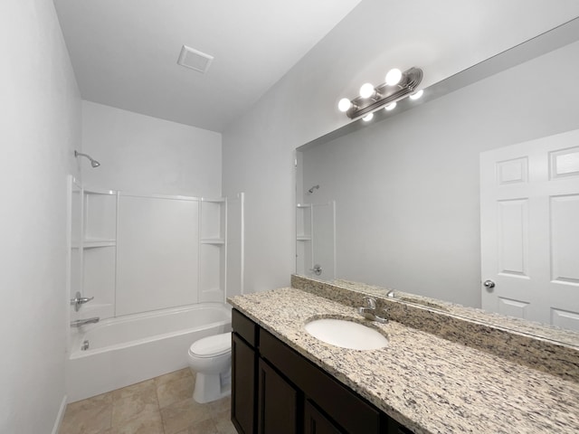 8351 Ardmoor Dr, Ypsilanti, MI 48198 - full bath with toilet, visible vents, tile patterned floors, vanity, and tub / shower combination
