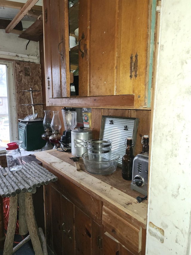 kitchen with brown cabinetry