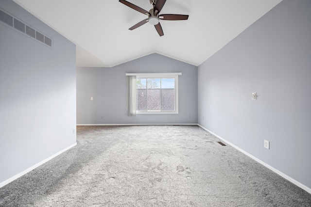 29513 Sierra Pointe Cir, Farmington Hills, MI 48331 - carpeted empty room with a ceiling fan, lofted ceiling, and baseboards
