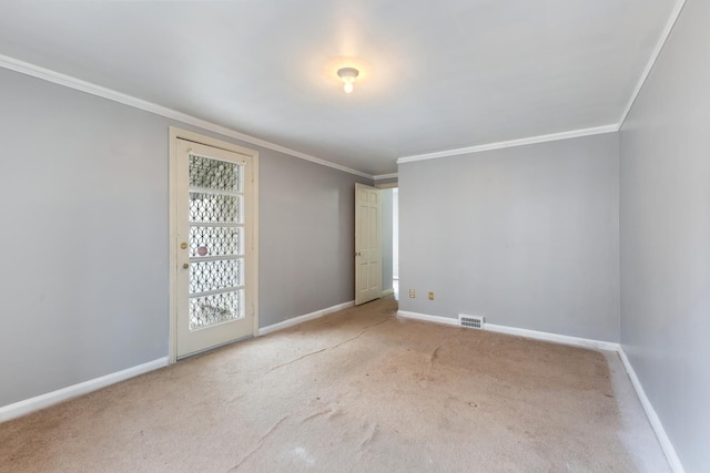 16760 Greenview Ave, Detroit, MI 48219 - unfurnished room featuring baseboards, crown molding, visible vents, and carpet