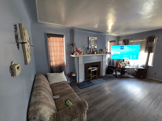 living area with wood finished floors
