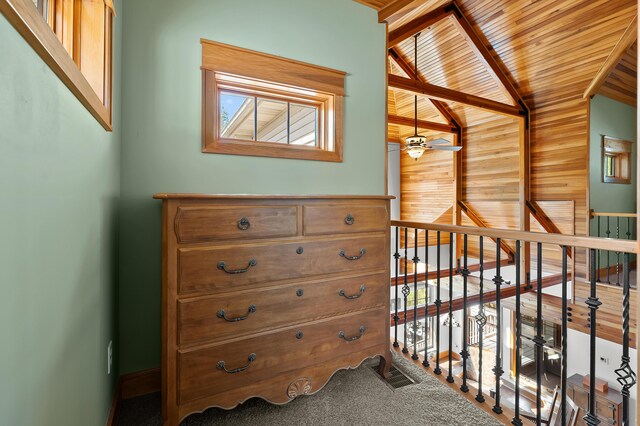 12324 Cranes Ave, Richland, MI 49083 - interior space featuring ceiling fan and wood walls