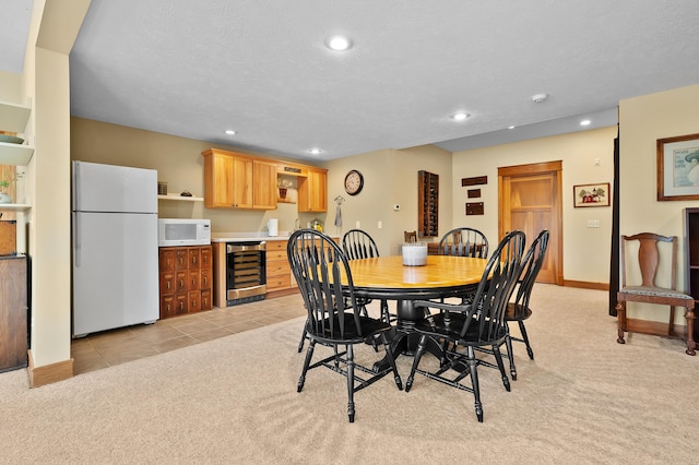 12324 Cranes Ave, Richland, MI 49083 - dining area with light carpet, recessed lighting, and beverage cooler