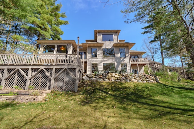 12324 Cranes Ave, Richland, MI 49083 - rear view of property with a deck and a lawn