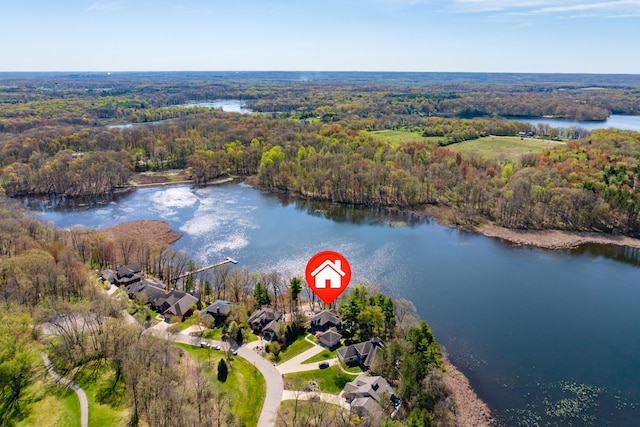 12324 Cranes Ave, Richland, MI 49083 - aerial view featuring a water view, a forest view, and a residential view
