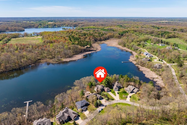 12324 Cranes Ave, Richland, MI 49083 - bird's eye view featuring a water view and a forest view
