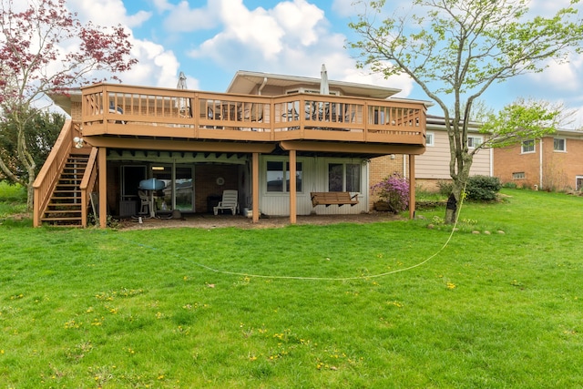 3928 Embarcadero St, Waterford, MI 48329 - rear view of house with a deck, a yard, and stairway
