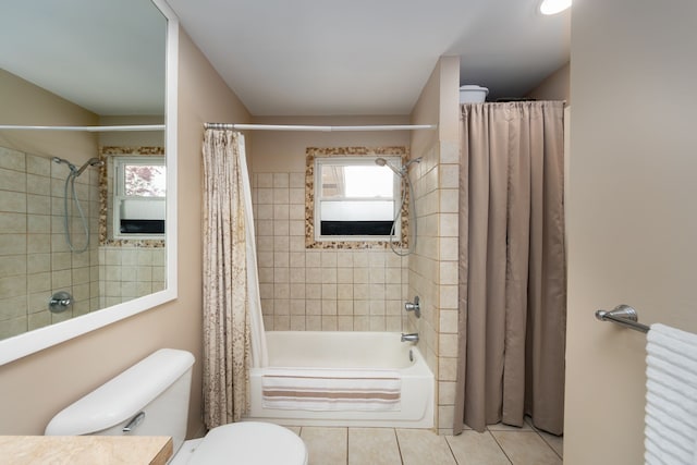 3928 Embarcadero St, Waterford, MI 48329 - full bath with plenty of natural light, tile patterned floors, shower / bathtub combination with curtain, and toilet