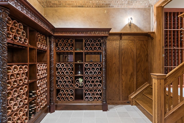 wine area featuring tile patterned flooring