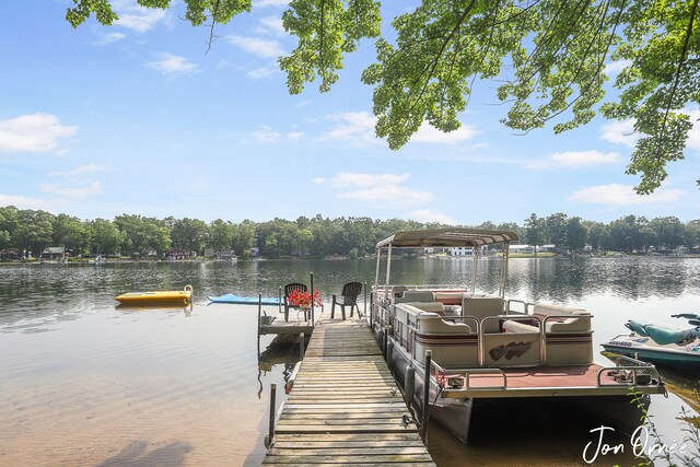 view of dock featuring a water view