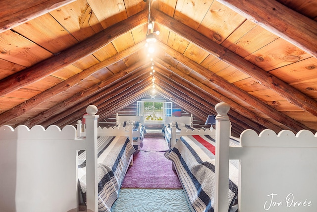 view of unfinished attic