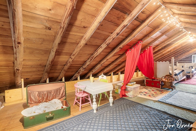 view of unfinished attic