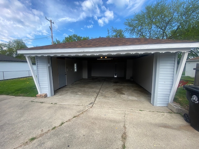detached garage with fence