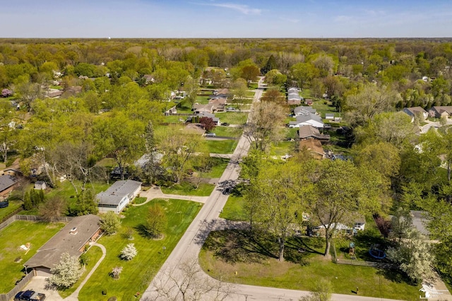 aerial view with a forest view and a residential view