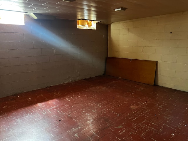 view of finished basement