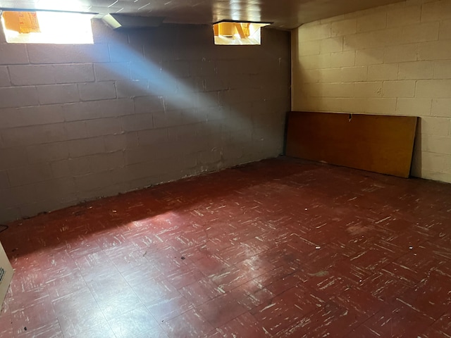 below grade area featuring tile patterned floors