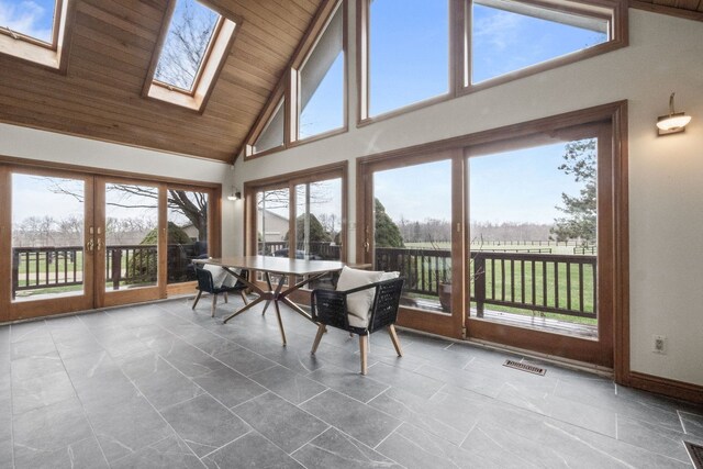 3101 Delano Rd, Oxford, MI 48371 - sunroom / solarium with vaulted ceiling, plenty of natural light, french doors, and a skylight