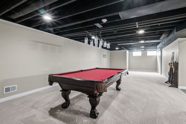 3101 Delano Rd, Oxford, MI 48371 - recreation room with pool table, baseboards, and carpet floors