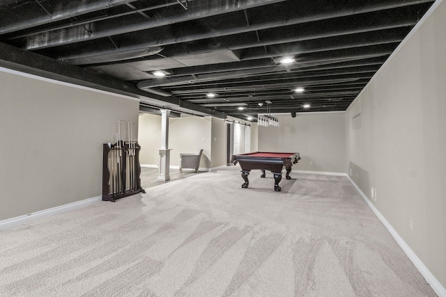 3101 Delano Rd, Oxford, MI 48371 - finished below grade area with billiards, carpet, and baseboards