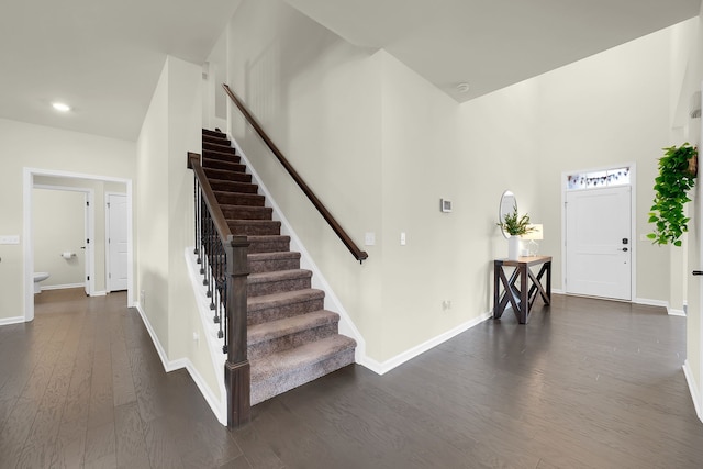 43547 Bolingbrooke Ln, Novi, MI 48377 - staircase with wood finished floors, baseboards, and recessed lighting