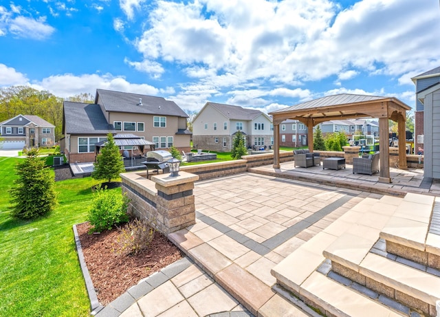 43547 Bolingbrooke Ln, Novi, MI 48377 - view of patio with a gazebo, a residential view, and outdoor lounge area