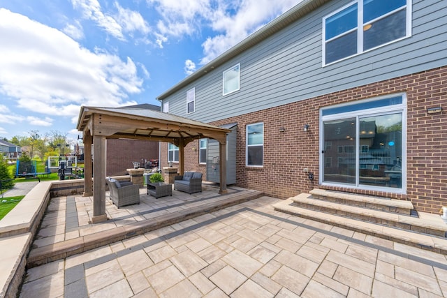 43547 Bolingbrooke Ln, Novi, MI 48377 - view of patio featuring a gazebo, outdoor lounge area, and entry steps