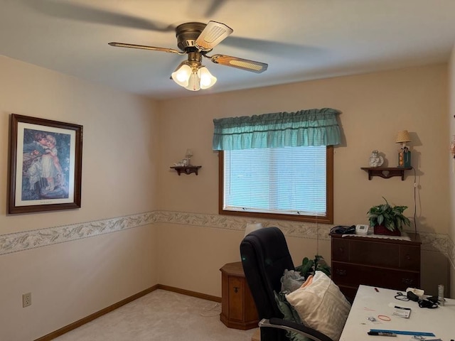 275 Madison St, Port Austin, MI 48467 - home office featuring ceiling fan and light carpet