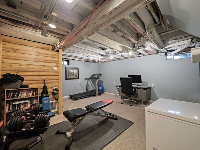 workout room with carpet floors