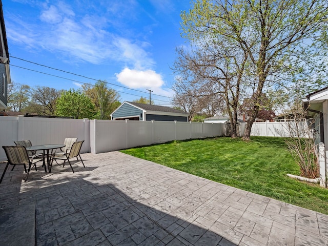 view of patio featuring outdoor dining area and a fenced backyard
