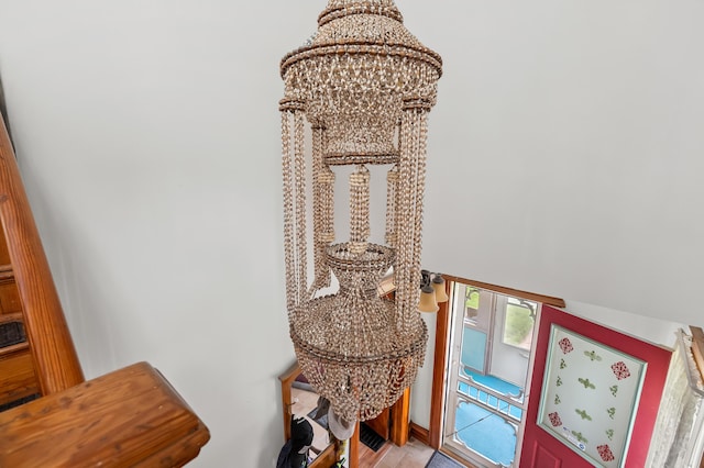details with a notable chandelier