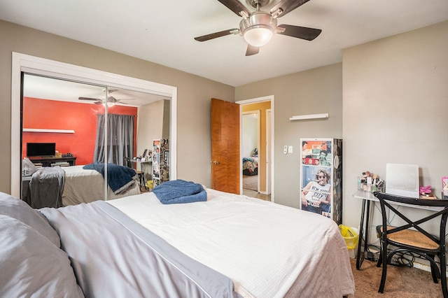 8458 Francine St, Warren, MI 48093 - bedroom with carpet, a closet, and a ceiling fan