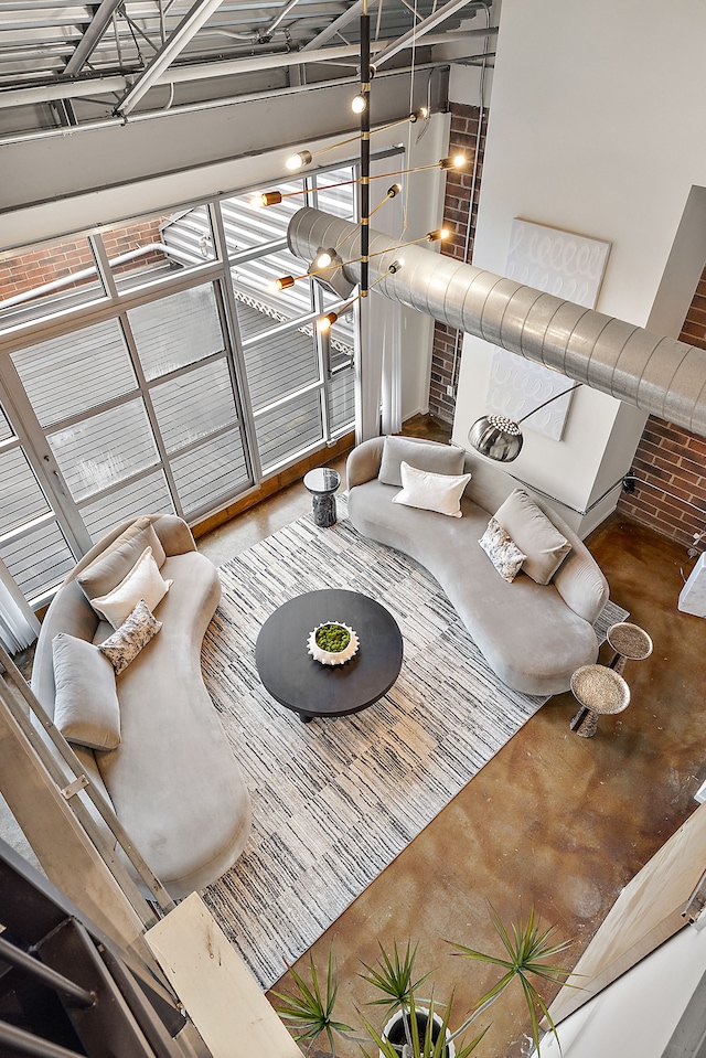 living area with finished concrete floors