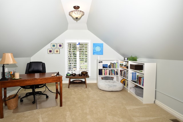 1256 Lenhill Ct, Bloomfield Hills, MI 48304 - carpeted office space featuring lofted ceiling and baseboards