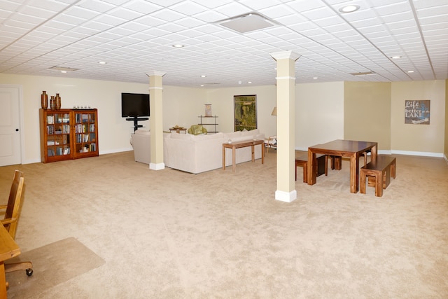 1256 Lenhill Ct, Bloomfield Hills, MI 48304 - below grade area with recessed lighting, light colored carpet, and baseboards