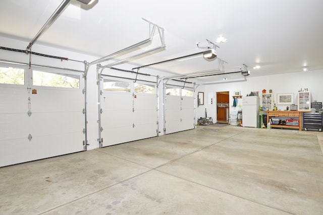 1256 Lenhill Ct, Bloomfield Hills, MI 48304 - garage with freestanding refrigerator and a garage door opener