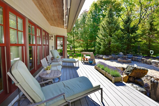 1256 Lenhill Ct, Bloomfield Hills, MI 48304 - deck featuring a fire pit and french doors