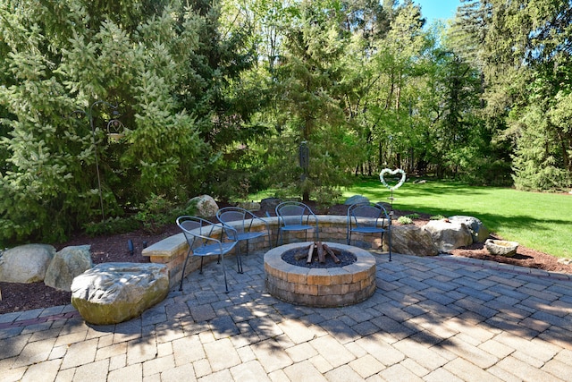 1256 Lenhill Ct, Bloomfield Hills, MI 48304 - view of patio with a fire pit