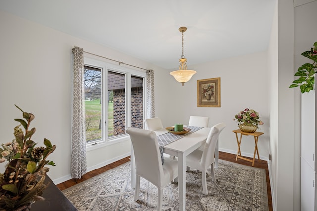 dining room with baseboards and wood finished floors