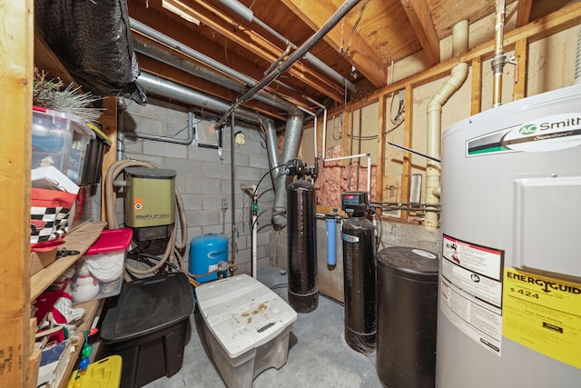 utility room featuring water heater