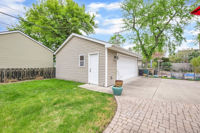 detached garage with fence