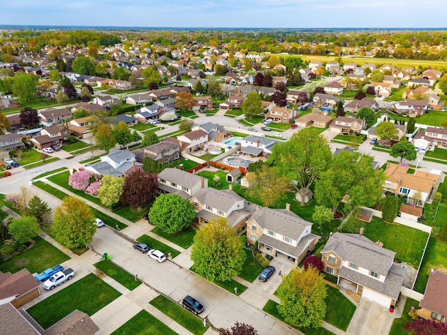 drone / aerial view with a residential view