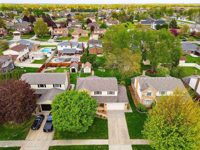 aerial view featuring a residential view