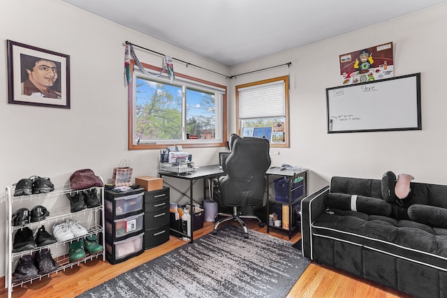 office area with wood finished floors