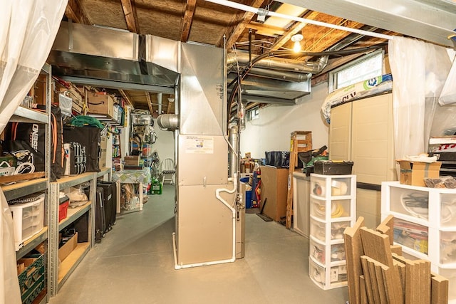 storage area featuring heating unit